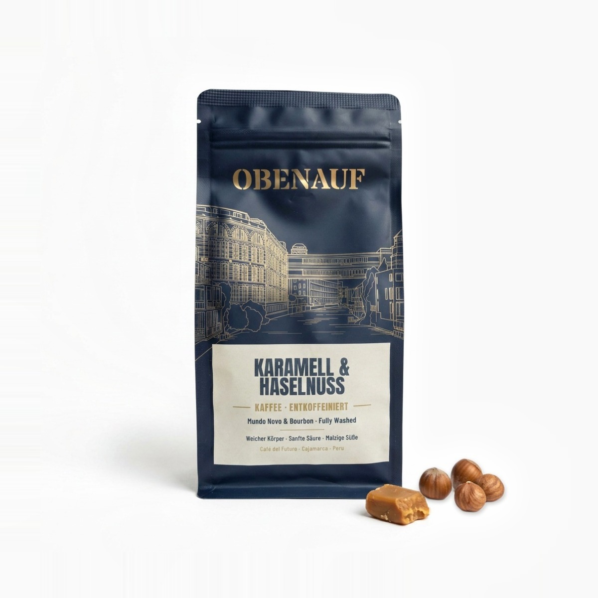 Karamell & Haselnuss entkoffeiniert · Kaffee-Röstung